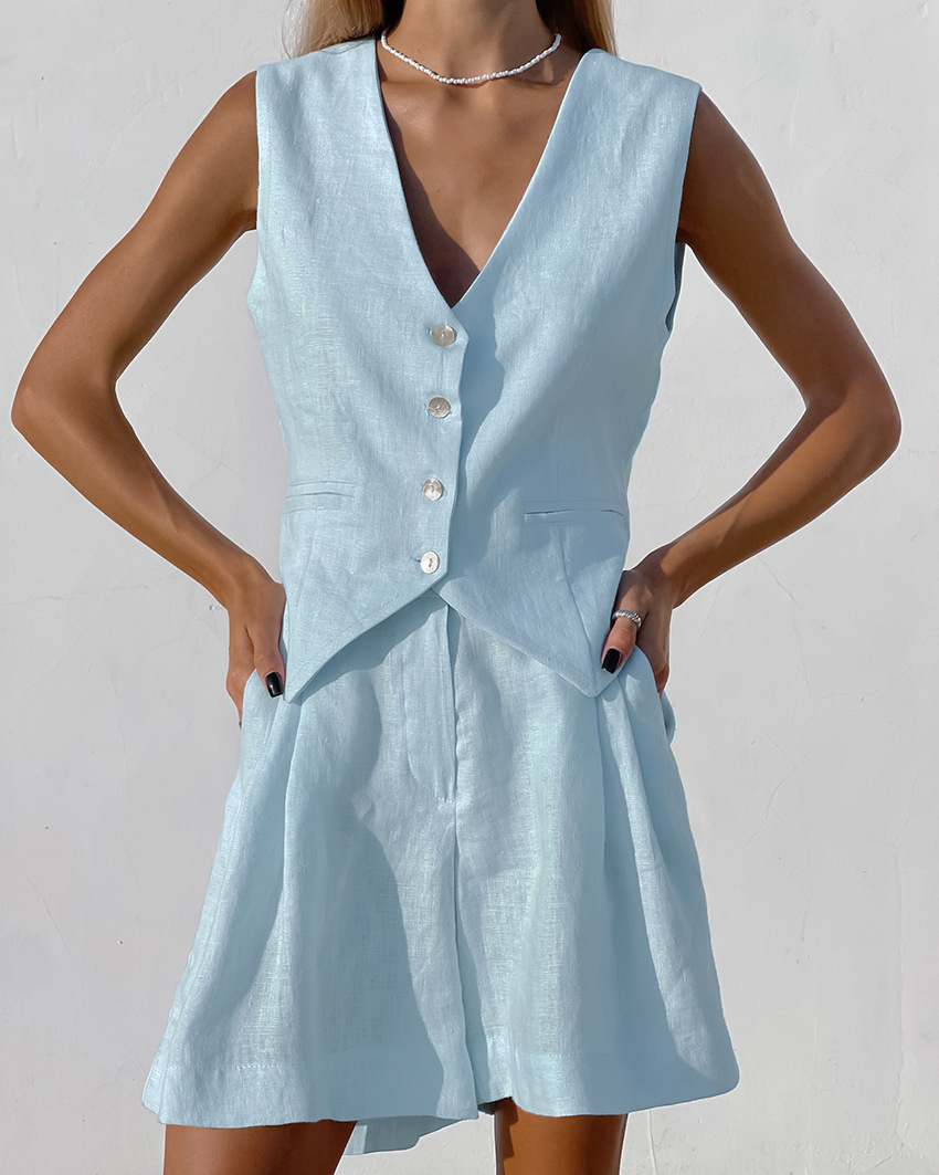 Summer Clothing Linen - 2023 neue Anzug Weste + Shorts