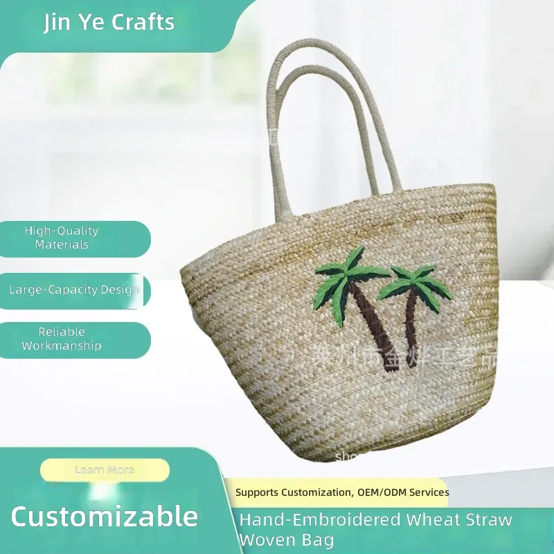 Beach Bag Straw - Vom Hersteller Maßgefertigte Handbestickte Weizenstroh-Gewebte Tasche