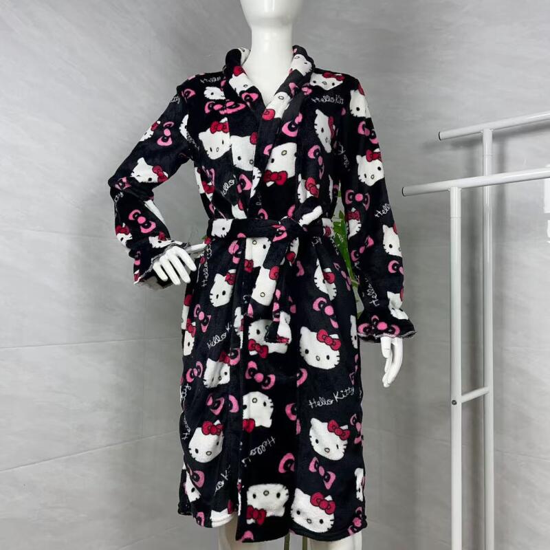 Summer Nights Clothing - Nachthemd Hello Kitty, neuer Herbst-Winter-warmer mittellanger
