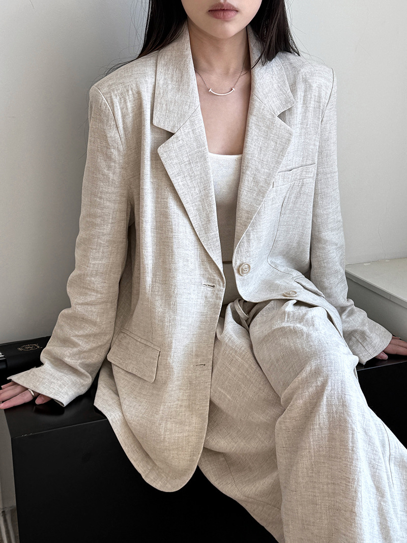 Summer Clothing Linen - Herbst High-end-Leinen Material Blazer Jacke Sets