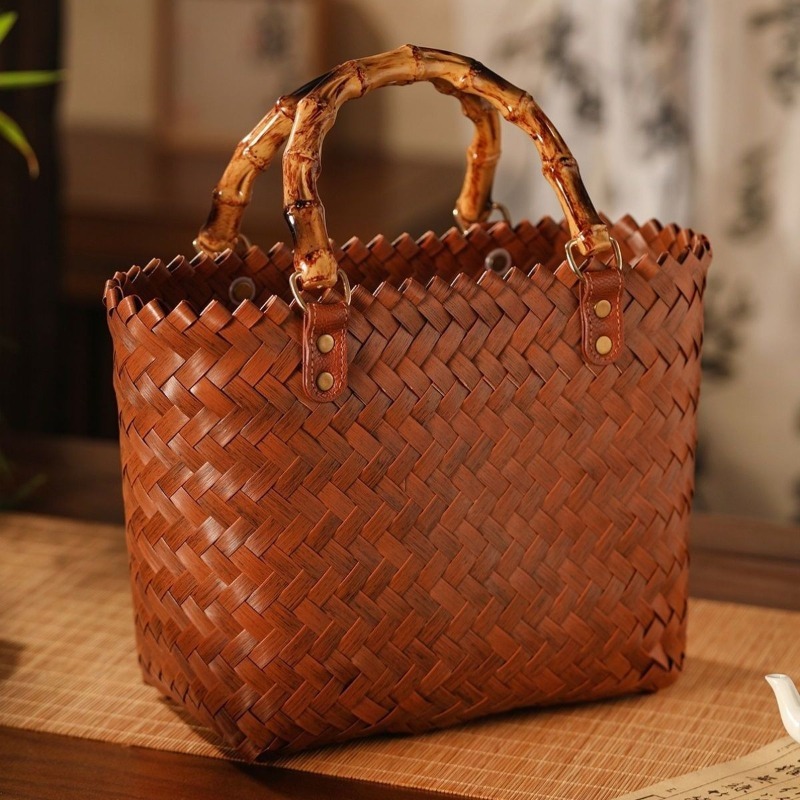 Beach Bag Straw - Reine handgefertigte Handtasche, Pendler-Kosmetiktasche, Gemüsekorb, Strandtasche