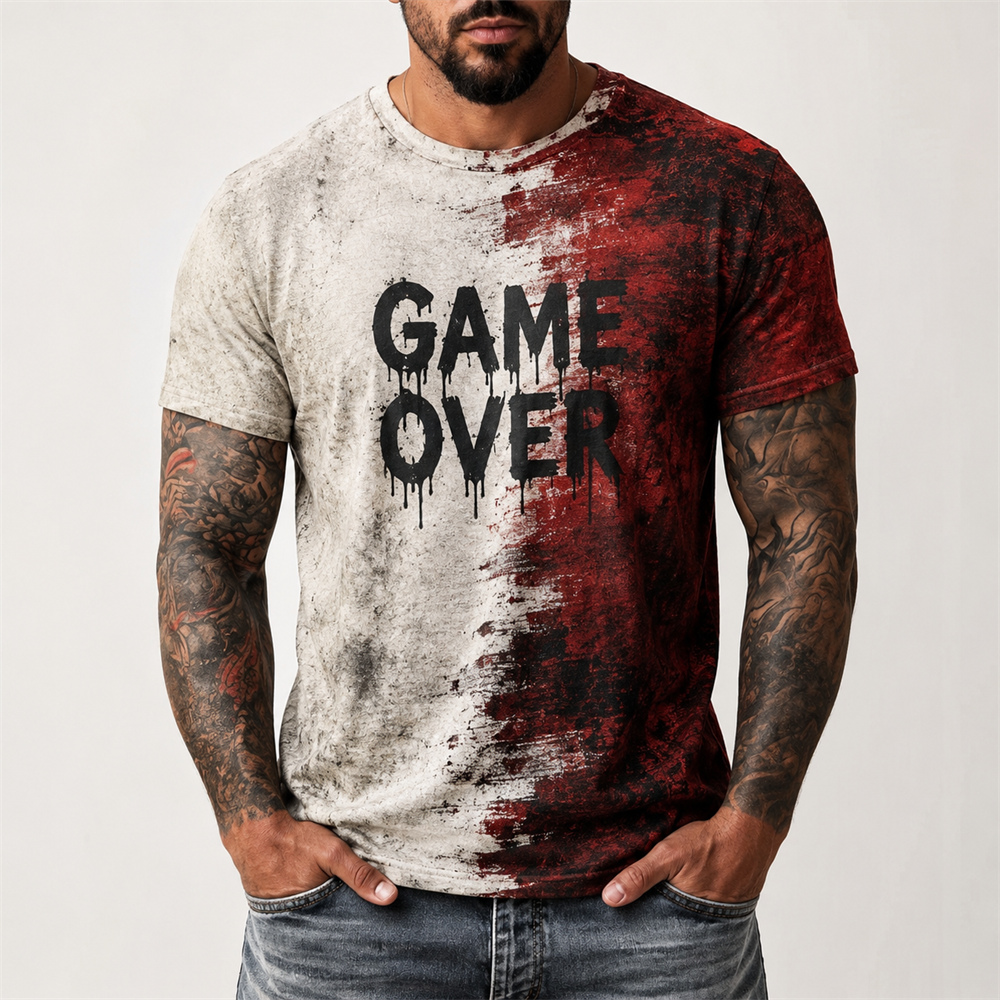 Summer Clothing Words - 3D-Druck Retro Blutfleck Halloween T-Shirt Herrenbekleidung