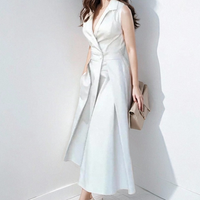 Summer Clothing Amazon - Modisches Sommer-Pendel-Maxikleid mit einfarbigem Knopf und