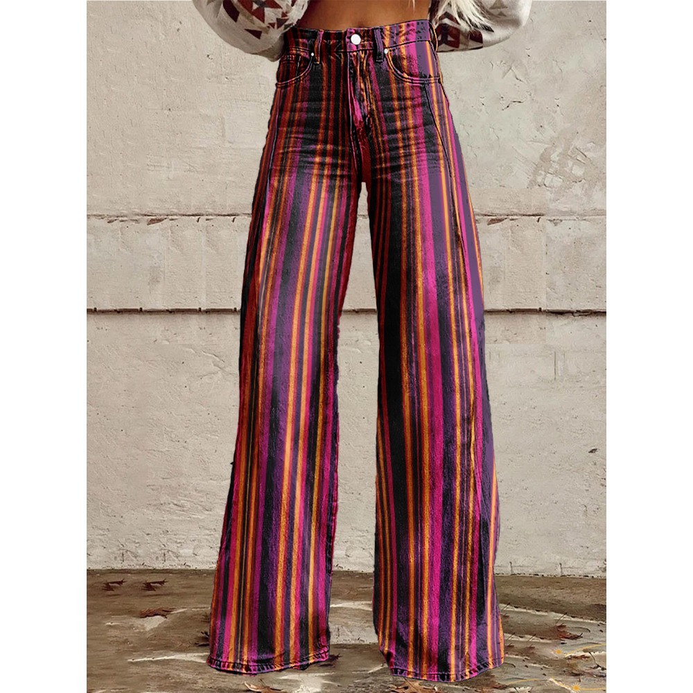 Palazzo Pant Wide - Retro-Streifen-Schlaghose für Damen, sexy Hose mit