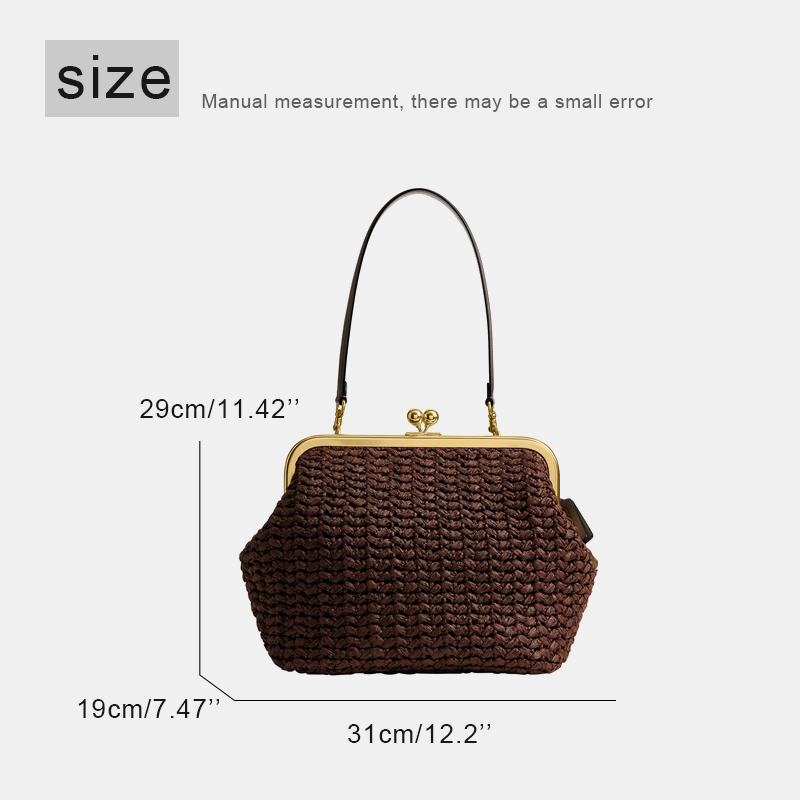 Handgewebte Kisslock-Rahmen-Sc – Beach Bag Straw Bewertung und Preis