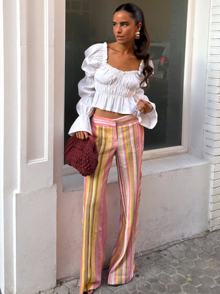 Damen Gestreifte Hosen Weite L – Palazzo Pant Wide Bewertung und Preis