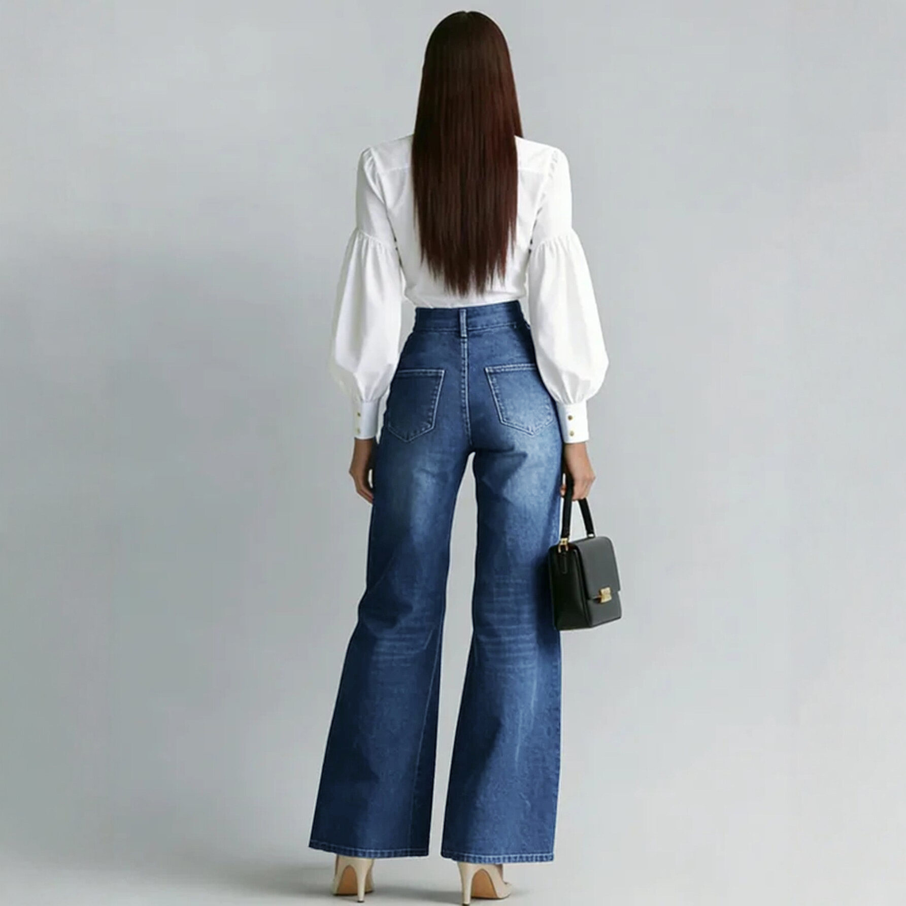 Hochgeschnittene Jeans mit Rei – Palazzo Pant Wide Bewertung und Preis