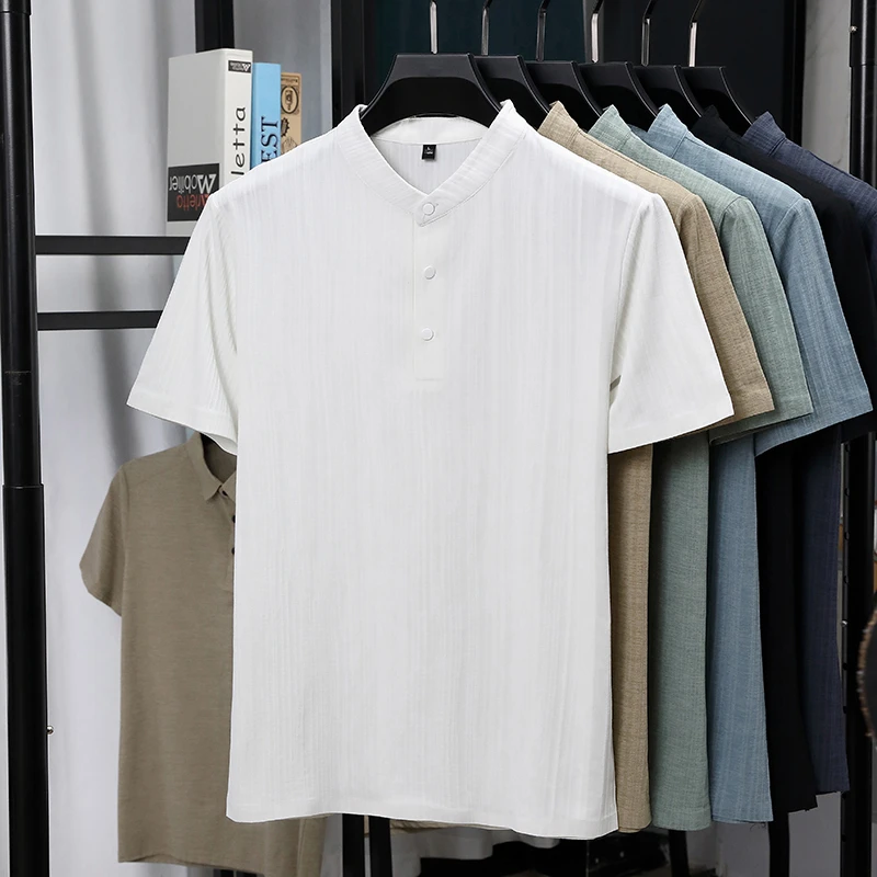 Herren-Hemden mit Stehkragen u – Summer Clothing Linen Bewertung und Preis