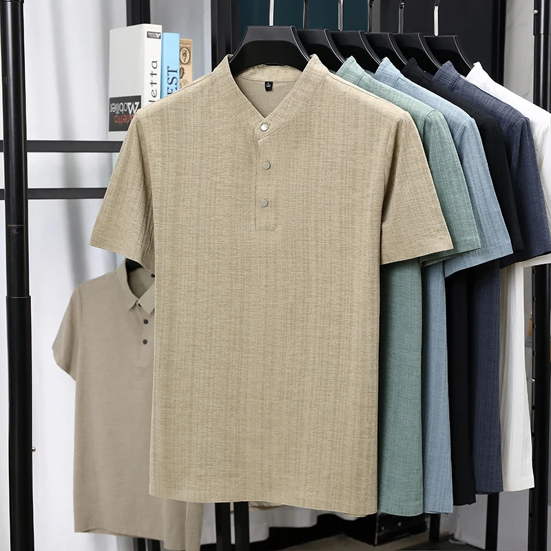 Herren-Hemden mit Stehkragen u – Summer Clothing Linen Bewertung und Preis