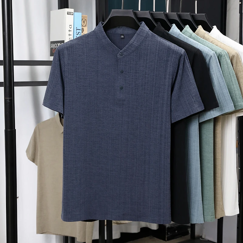 Herren-Hemden mit Stehkragen u – Summer Clothing Linen Bewertung und Preis
