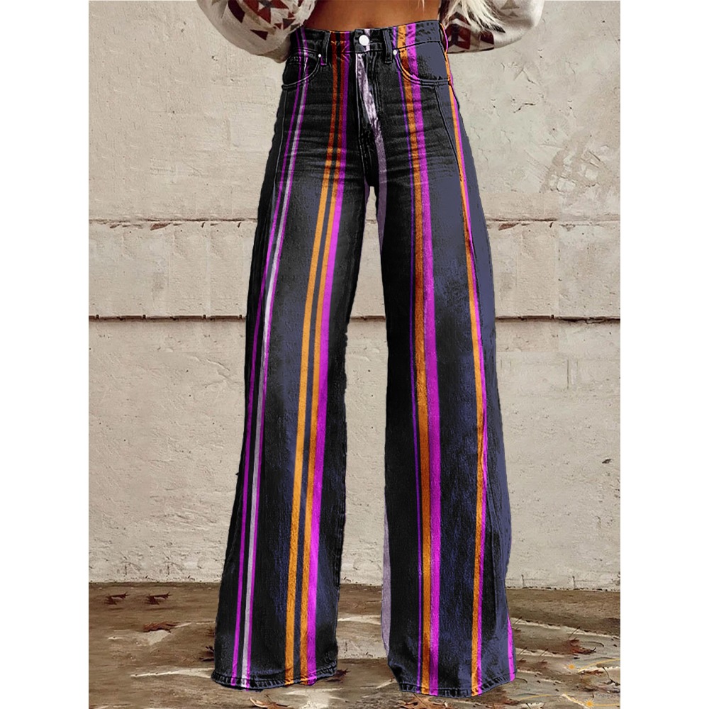 Retro-Streifen-Schlaghose für  – Palazzo Pant Wide Bewertung und Preis
