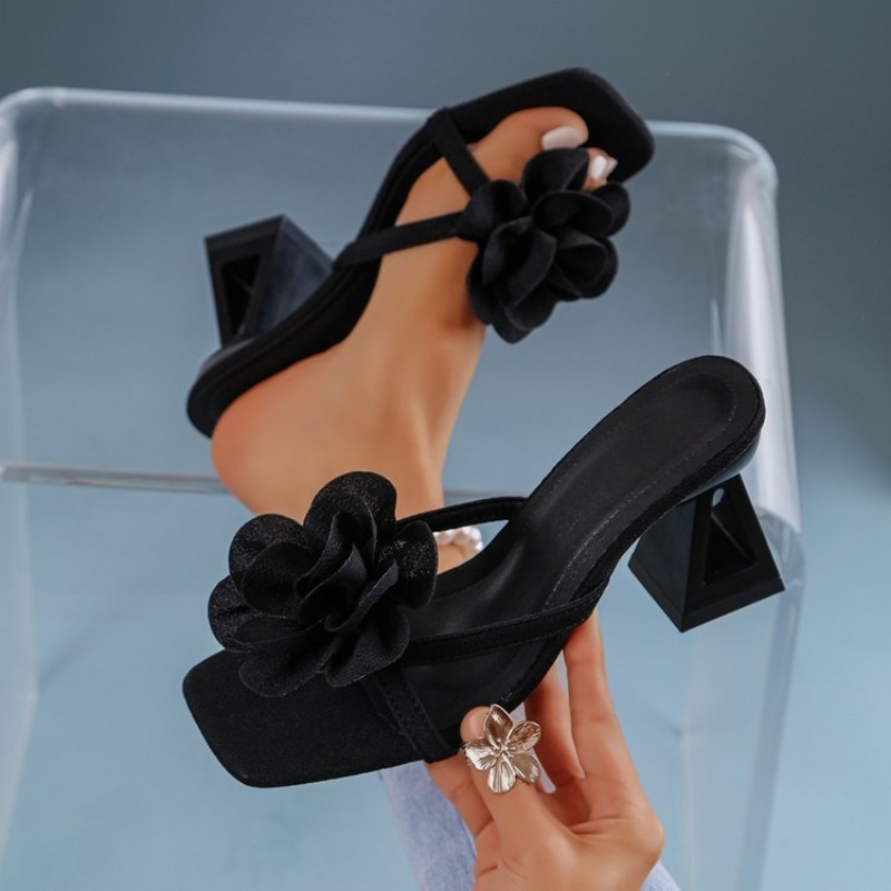 Damen-Sandalen mit 3D-Blumende – Summer Clothing Fabric Bewertung und Preis