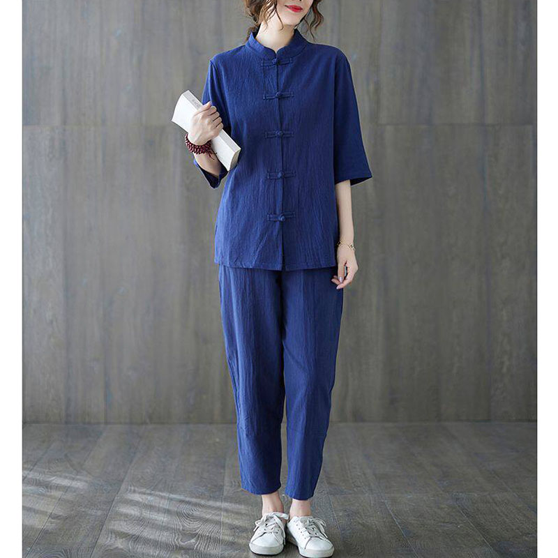 2-teiliges Buddhistisches Dame – Summer Clothing Linen Bewertung und Preis