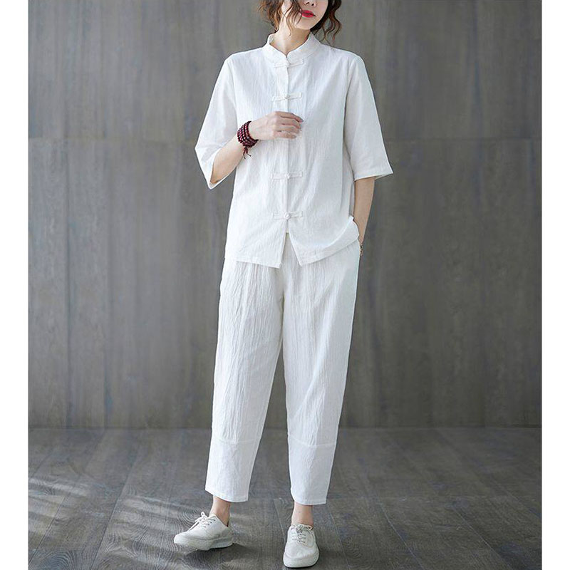 2-teiliges Buddhistisches Dame – Summer Clothing Linen Bewertung und Preis