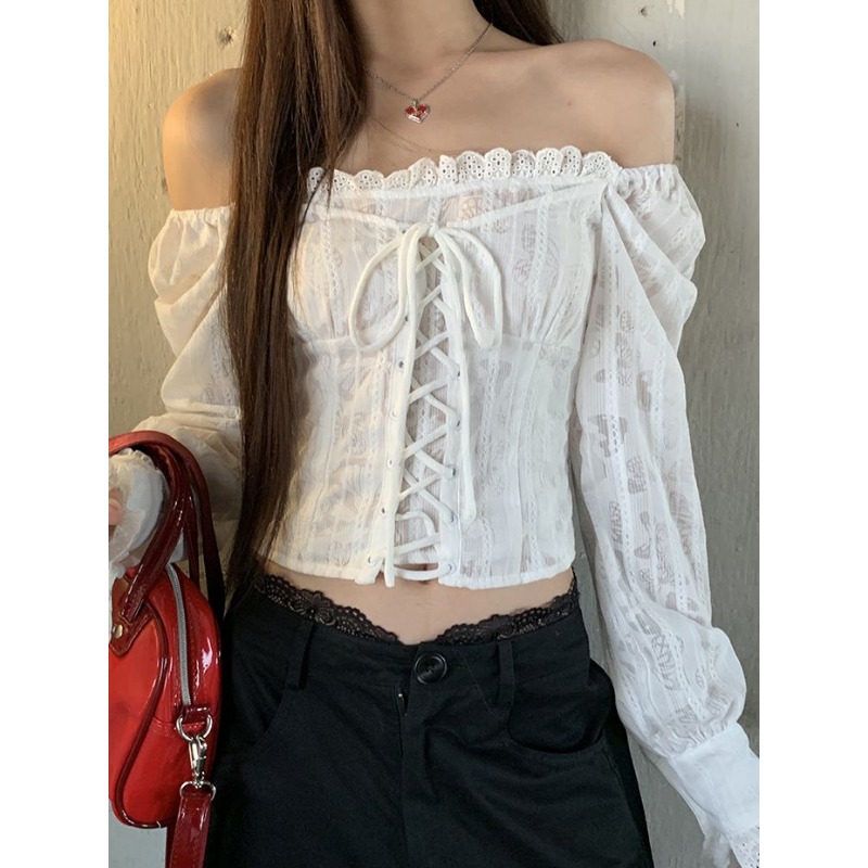 Deeptown Weiß Lace Up Gestellt – Summer Clothing Aesthetic Bewertung und Preis